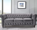 US Pride Furniture Feinstein Modern Velvet Living Room 82.3 Wide Sofa, Grey - £738.49 GBP