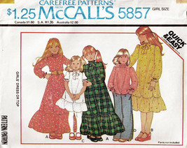 Vintage 1977 Girl&#39;s DRESS or TOP McCall&#39;s Pattern 5857-m Size 8 - £9.62 GBP