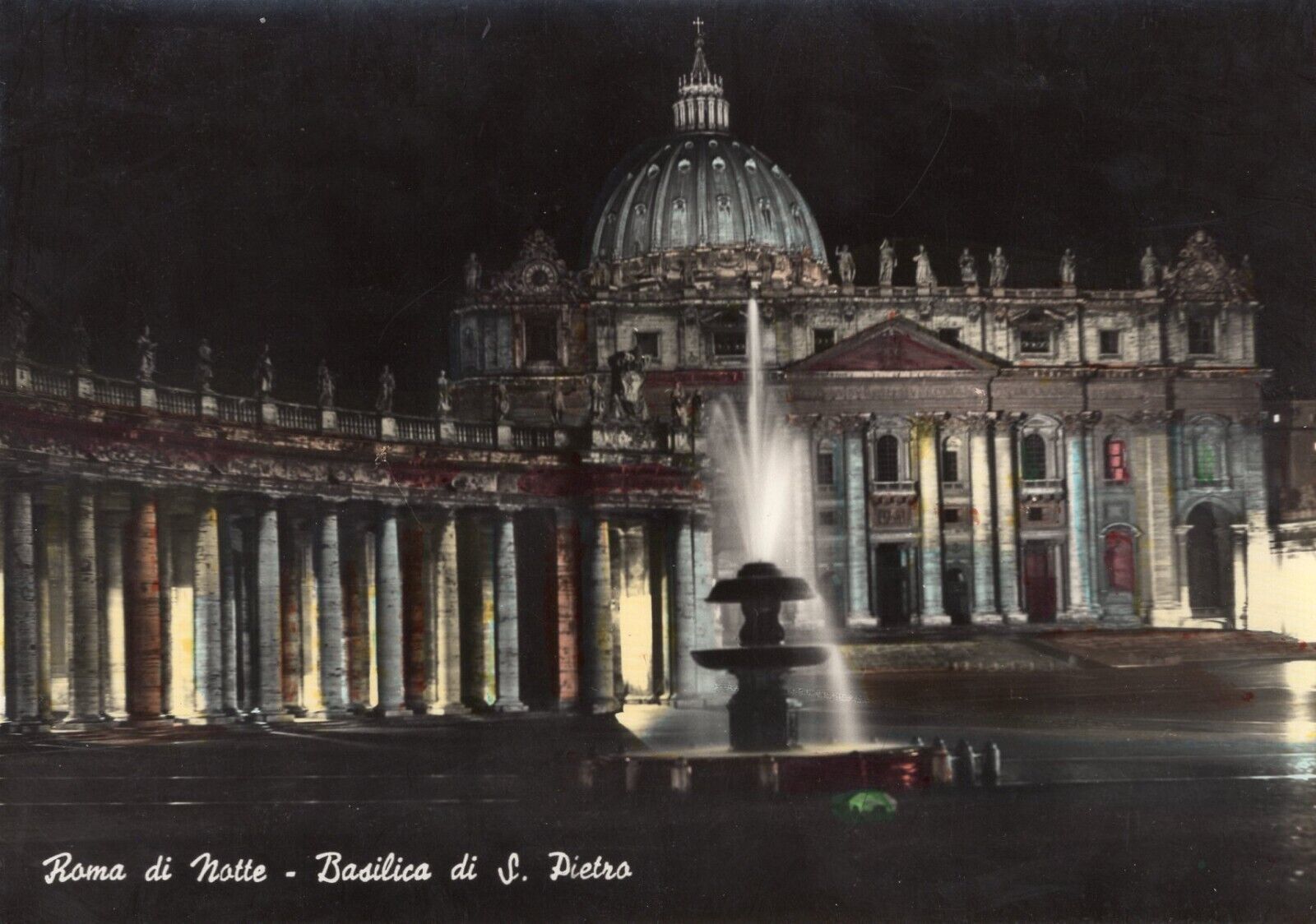 Primary image for Rome di Notte Unposted Vintage Postcard Basilica di St. Pietro