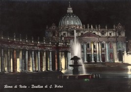 Rome di Notte Unposted Vintage Postcard Basilica di St. Pietro - £11.72 GBP