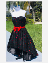 Black &amp; Red Metallic Polka Dot High-Low Dress - £116.55 GBP