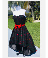 Black &amp; Red Metallic Polka Dot High-Low Dress - $149.00