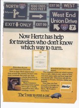 1984 Hertz Rental Car Print Ad Computerized Directions 8.5&quot; x 11&quot; - $19.11