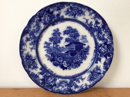Antique Edge Malkin Genevese Romantic Floral Flow Blue Willow Dinner Plate 10&quot; - £98.29 GBP