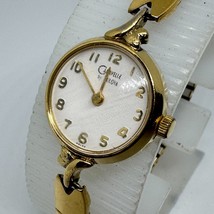 VTG Caravelle-Bulova Quartz Watch 48L54 Women Gold Tone White Stretch New Batter - $26.59