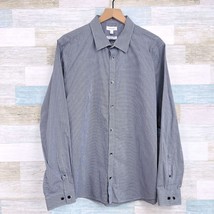 Calvin Klein Infinite Cool Non Iron Button Front Shirt Gray Gingham Mens XL - £15.69 GBP