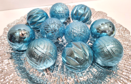 (10) Christmas Coastal turquoise Blue Plastic Tree Ornaments Decor 2.5&quot; - $14.84