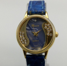 Vintage Ronica Watch Women 26mm Blue MOP Dial Floating Crystals New Battery - £23.48 GBP