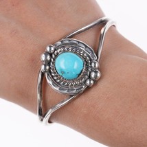 6 5/8&quot; Vintage Navajo sterling and turquoise bracelet e - £138.48 GBP