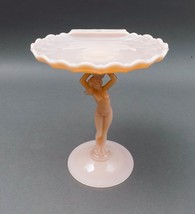 Cambridge Crown Tuscan Vintage Pink Statuesque Figural Lady Glass Compote 7 3/4&quot; - £318.56 GBP