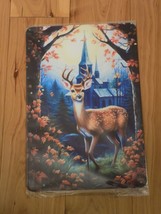 Metal Tin Decorative Art Sign Wall Hanging Decor Fairytale Castle Deer - $19.80