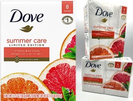 16 Bars Dove Summer Care Limited Edition Exfoliates Dry Skin Soap 8 X 2 BOXES=16 - $36.97