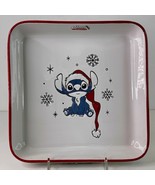 Painted Casserole Dish Stitch Christmas Santa Hat 9&quot; Ceramic New - $32.42 CAD