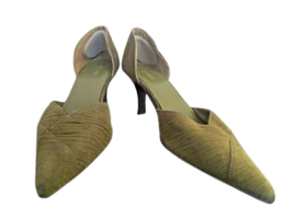 Crinkled Faux Leather Pumps Splash Fashion Footwear Green Sz 9 3.75” High Heels - £6.25 GBP