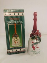 Vintage 7&quot; Porcelain Christmas Goose Dinner Bell Season Greetings - £13.81 GBP