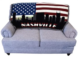Nashville, Tennessee, City American Flag Blanket - Tapestry Throw For Back Of - £51.90 GBP