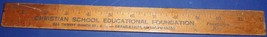 Vtg Christian School Educational Foundation Day Grand Rapids MI Wooden Ruler - £4.67 GBP