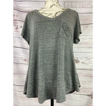 Torrid 00 Pocket Tee Shirt Women M/L V Neck Slub Knit Short Slv Lightweight Gray - £6.73 GBP