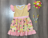 NEW Boutique Citrus Lemon Baby Girls Sleeveless Pocket Dress 6-12 Months - £10.34 GBP