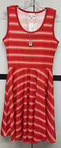 NWT LuLaRoe Large Red Coral &amp; White Stripes Nikki Scuba Sleeveless Dress Pockets - £37.88 GBP