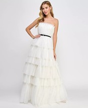 SAY YES Juniors&#39; Tulle &amp; Faux Pearl Tiered Ball Gown White Size 1/2 $179 - $88.11