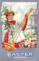 1909 Embossed Easter Postcard Altar Boy With Flowers - £7.82 GBP