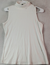 Theory Tank Top Womens Medium White Knit Viscose Sleeveless Turtle Neck Casual - £24.08 GBP