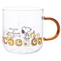 Snoopy color handle heat-resistant glass mug (brown/cube) - £47.53 GBP