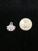 Seashell Purple White enamel bangle Pendant charm - $12.30