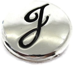 &quot;J&quot; Initial Magnetic Silver Tone Black Two Sided Round Pocket Makeup Mir... - $19.78