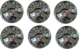 Stainless Steel Round Divided Lunch Plates Steel 5 compartment Dinner Plate 6 PC - $84.14