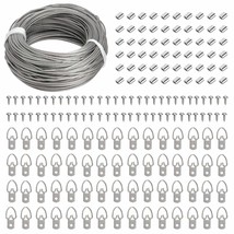 Picture Hanging Kit - 100 Feet Stainless Steel Hanging Wire, 60 Pcs D Ri... - £10.40 GBP