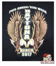 76th Annual BikeWeek 2017 Daytona Beach Biker Medium T-Shirt Double Stitch - £13.35 GBP