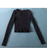 PRIMARK GIRLS RIBBED BLACK KNIT SHIRT LONG SLEEVE (S 6-8) - €11,00 EUR