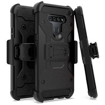 For Lg K51 / Q51- Heavy Duty Hybrid Holster Case Belt Clip Case + Temper... - £17.29 GBP