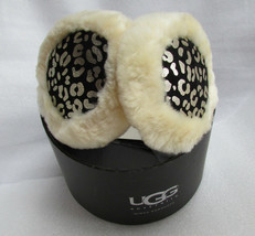 UGG Wired Earmuffs Shearling Black Silver Leopard New - £74.07 GBP