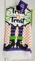 Set Of 2 Different Microfiber Towels (14X24&quot;)Halloween Trick Or Treat &amp; Green Dg - £19.47 GBP