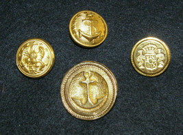 Vintage Lot Of 4- Brass Army Eagle,Navy Anchor Military BUTTONS+SEAL- MID-20th C - $5.94