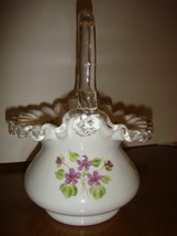 Fenton Hand Painted Violets In Snow Basket - £29.56 GBP