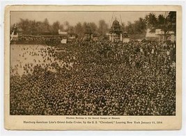 Hamburg American Line 1914 Card Hindoos Bathing in the Sacred Ganges at Benares - £21.72 GBP