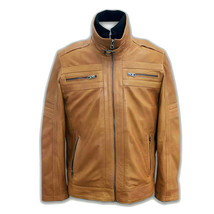 Brown Removable Collar Real Genuine Leather Jacket - £116.85 GBP