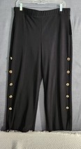 Soft Surroundings Wide Leg Side Button Pants Sz LP Black Trouser Sorrento Travel - £43.11 GBP