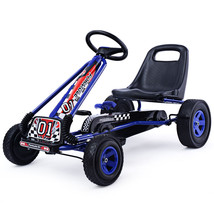 Go Kart 4 Wheel Pedal Powered Kids Ride On Toy W/ Adjustable Seat Blue - £151.07 GBP