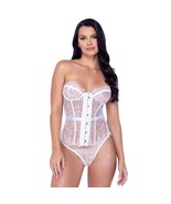 Strapless Lace Bustier Underwire Cups Steel Busk Front Opening White LI556 - £37.34 GBP
