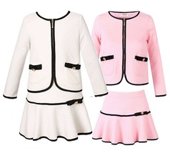Richie House Girls&#39; 2 pcs Knit Suit Set Long Sleeve Jacket with Skirt RH1963 - £31.89 GBP