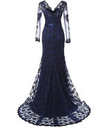 Navy Blue Mermaid Mother of the Bride Dresses, Long Prom Dress Long Sleeves - £128.50 GBP