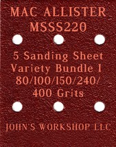 MAC ALLISTER MSSS220 - 80/100/150/240/400 Grits - 5 Sandpaper Variety Bundle I - £3.98 GBP