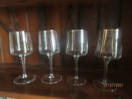 Set Of Four Crystal WINE/WATER Glasses With Silver Edge Trim On Rim - £14.99 GBP