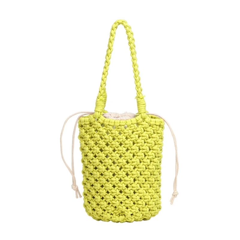 Women Fishnet  Bag  Rope Woven Tote Bag Handmade Bucket Handbag Fashion Summer B - $65.50