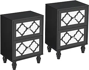 Black Nightstands Set Of 2, Luxury End Table With 2 Storage Drawers And ... - $417.99
